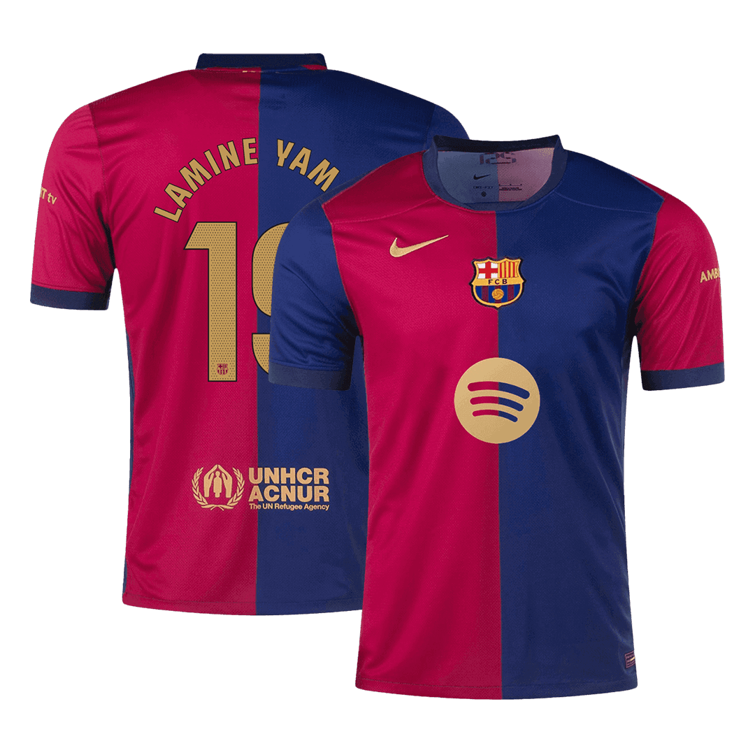 LAMINE YAMAL #19 Barcelona Home  Soccer Jersey 2024/25- Spotify Logo Without Text Top Voetbalshirts Shop