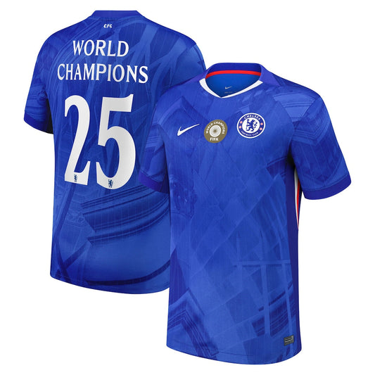 Spelerversie Chelsea Cup Thuisvoetbalshirt 2025-26 met World Champions 25-opdruk
