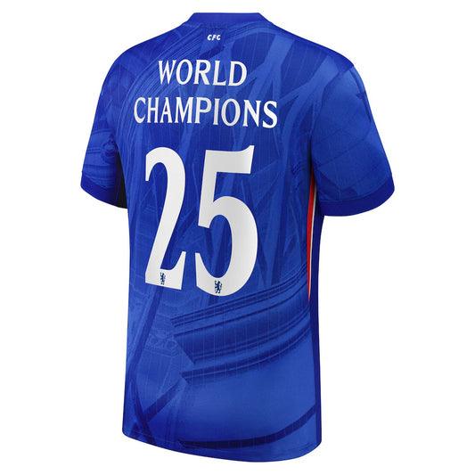 Spelerversie Chelsea Cup Thuisvoetbalshirt 2025-26 met World Champions 25-opdruk