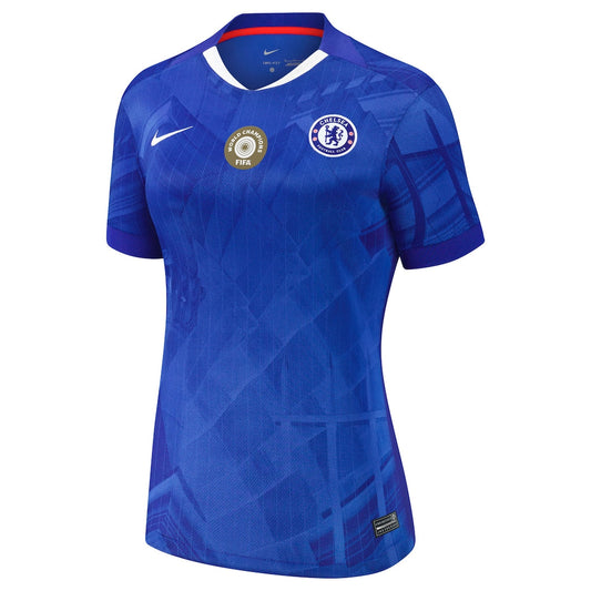 Chelsea Cup thuisshirt voor dames 2025-26 met borstbadge met World Champions 25