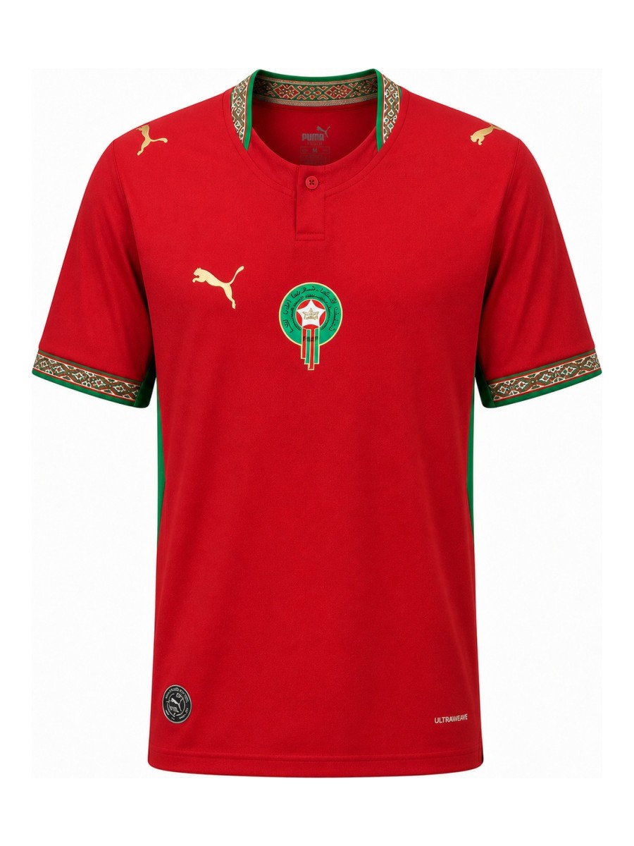 Marokko Thuisshirt, Rood Marokkaans Elftal Voetbalshirt Heren
